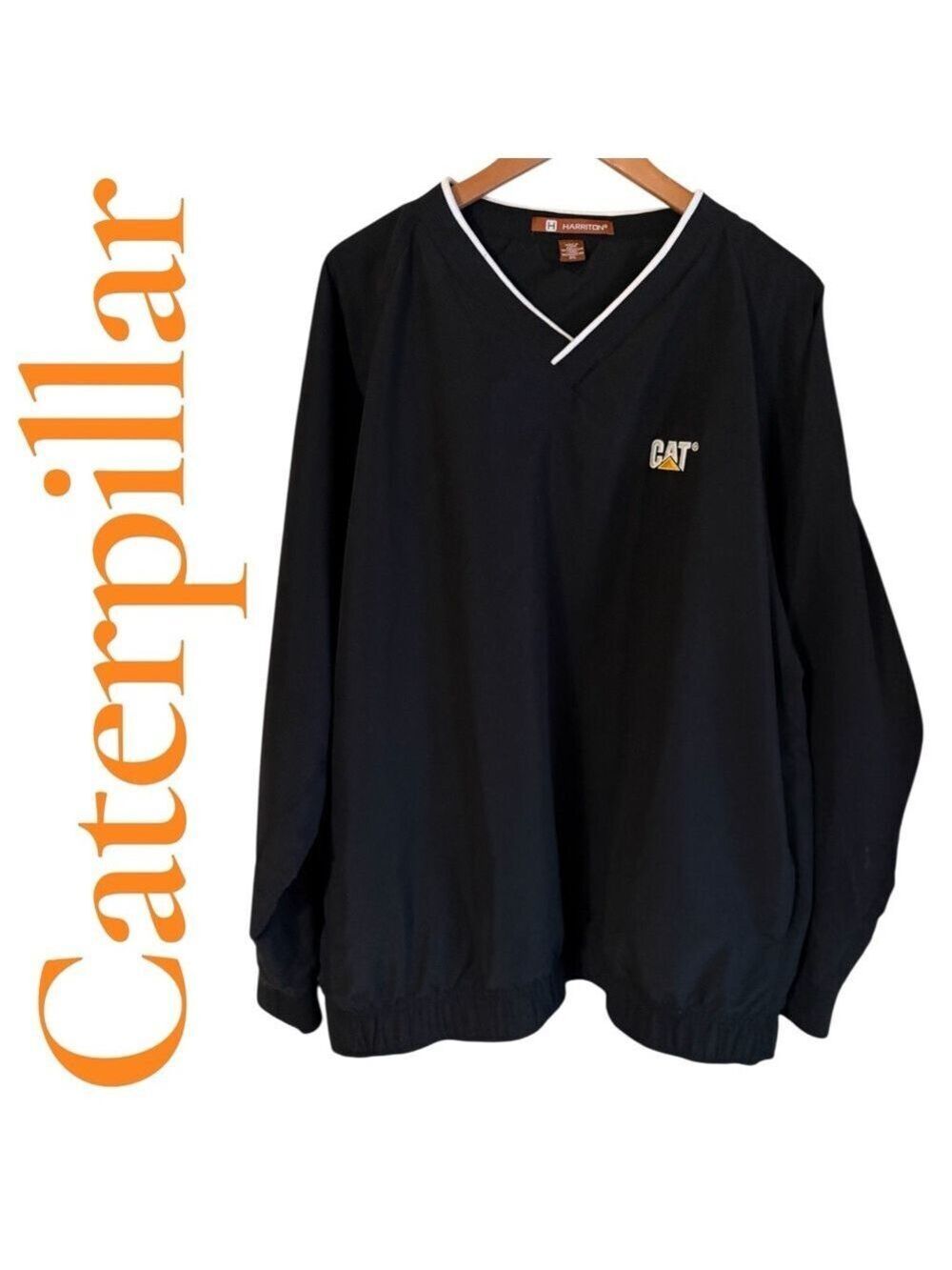 Caterpillar Black Polyester Windbreaker Pullover. 2X. Pockets. EUC! Like new! - Picture 8 of 12